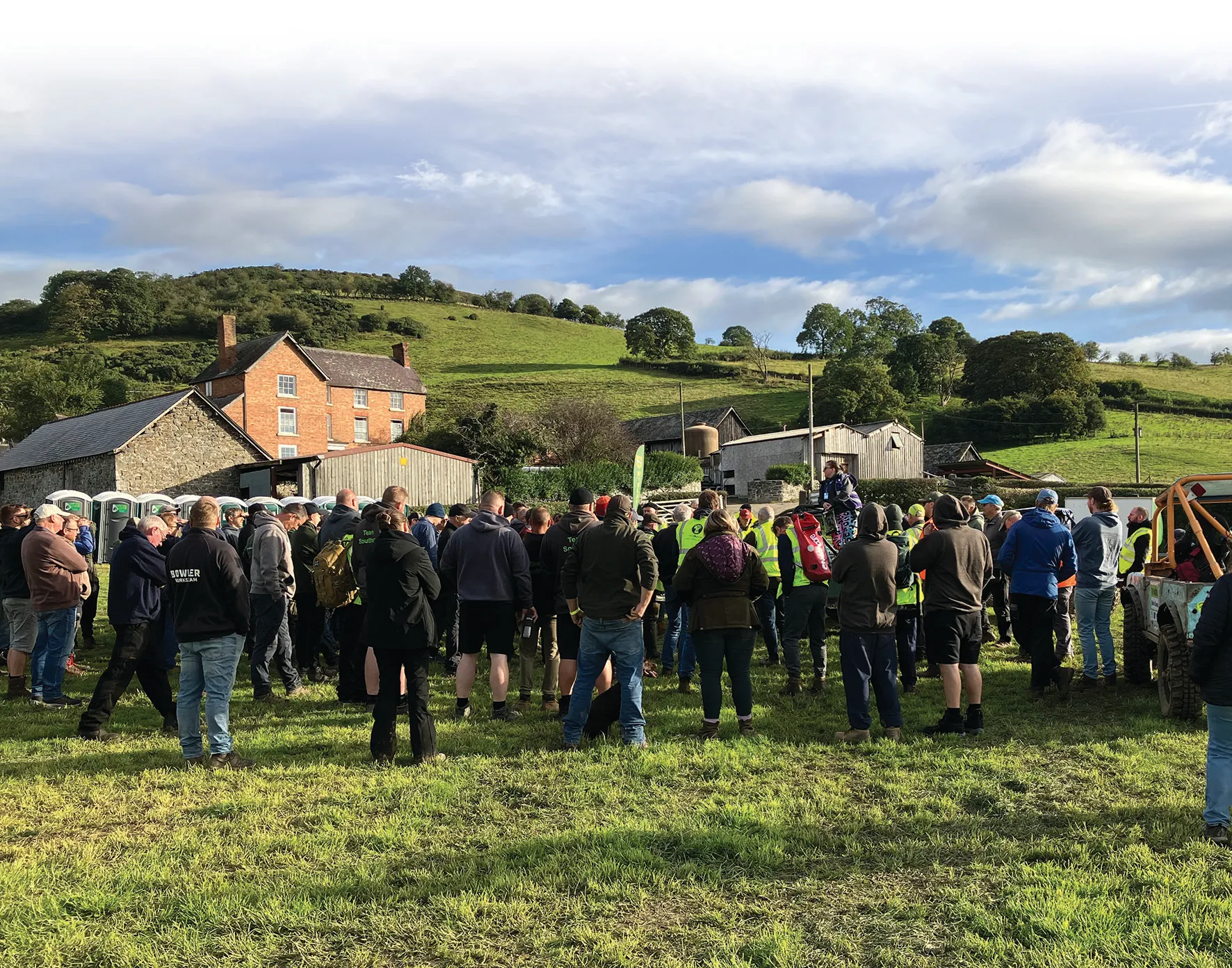 Drivers gathered for the morning briefing before a trial